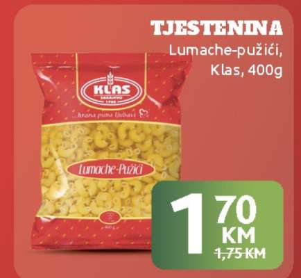 Tjestenina Lumache-pužići, Klas, 400g