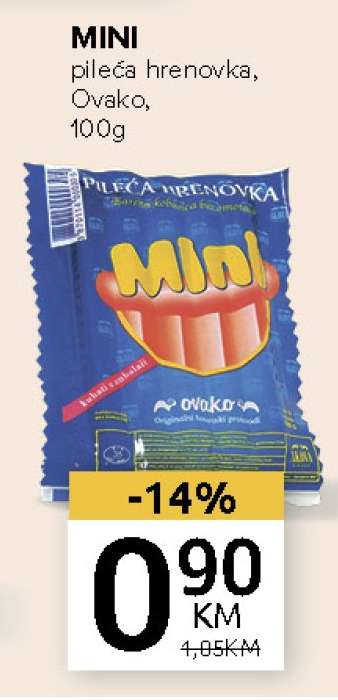 MINI pileća hrenovka, Ovako, 100g