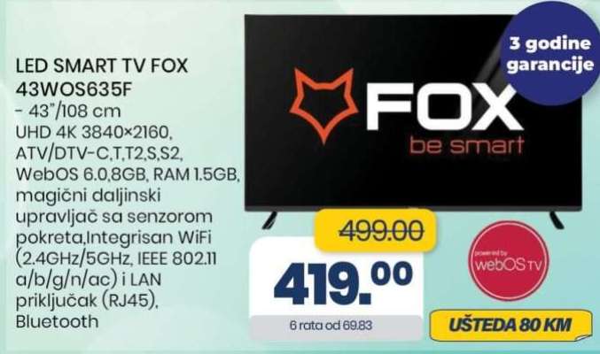 LED SMART TV FOX 43WOS635F