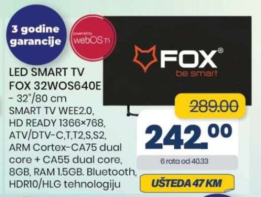 LED SMART TV FOX 32WOS640E