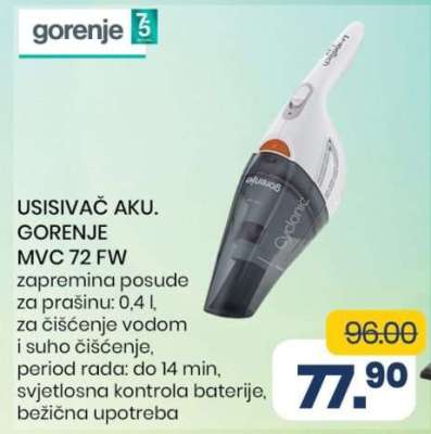USISIVAČ AKU. GORENJE MVC 72 FW