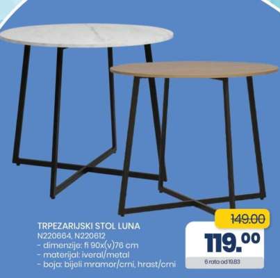 TRPEZARIJSKI STOL LUNA