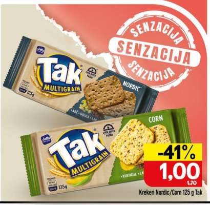 Krekeri Nordic/Corn 125 g Tak