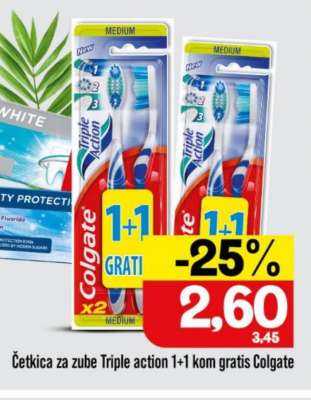 Četkica za zube Triple action 1+1 kom gratis Colgate