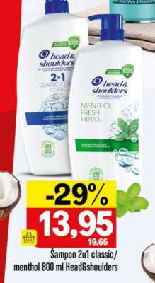 Šampon 2u1 classic/menthol 800 ml Head&shoulders