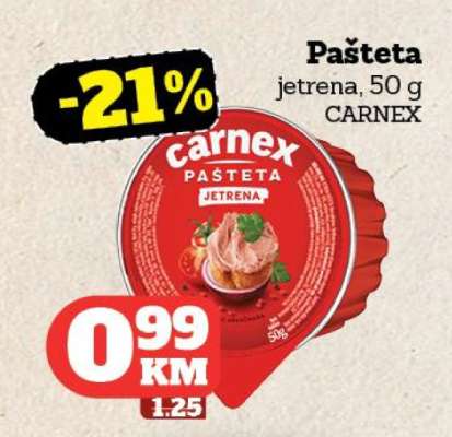 Pašteta jetrena, 50 g CARNEX