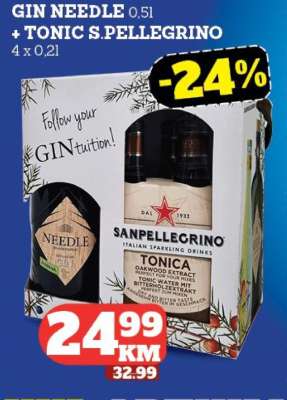 GIN NEEDLE 0,5l + TONIC S.PELLEGRINO 4 x 0,2l