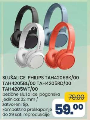 SLUŠALICE PHILIPS TAH4205BK/00 TAH4205BL/00 TAH4205RD/00 TAH4205WT/00