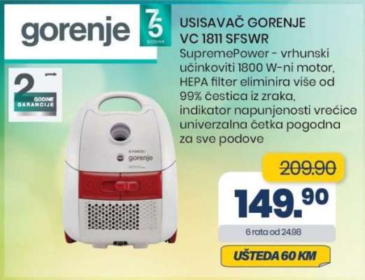 USISAVAČ GORENJE VC 1811 SFSWR