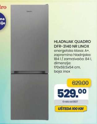 HLADNJAK QUADRO DFR-3140 NR LINOX