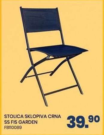 STOLICA SKLOPIVA CRNA SS FIS GARDEN
