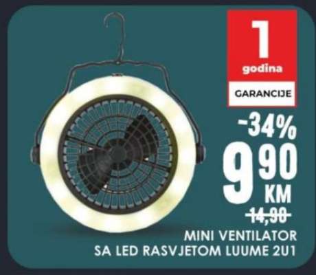 MINI VENTILATOR SA LED RASVJETOM LUUME 2U1