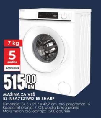 MAŠINA ZA VEŠ ES-NFA7121WD-EE SHARP