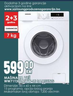 MAŠINA ZA VEŠ WW71T301MWW-LE SAMSUNG