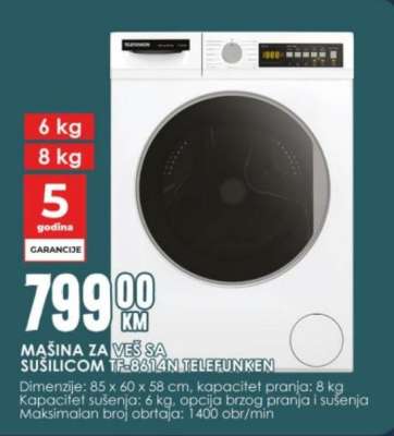 MAŠINA ZA VEŠ SA SUŠILICOM TF-8614N TELEFUNKEN