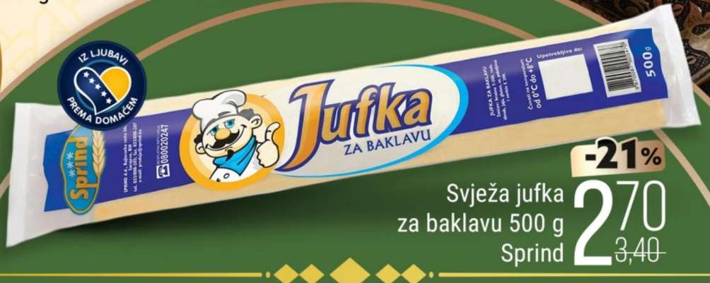 Svježa jufka za baklavu 500 g Sprind