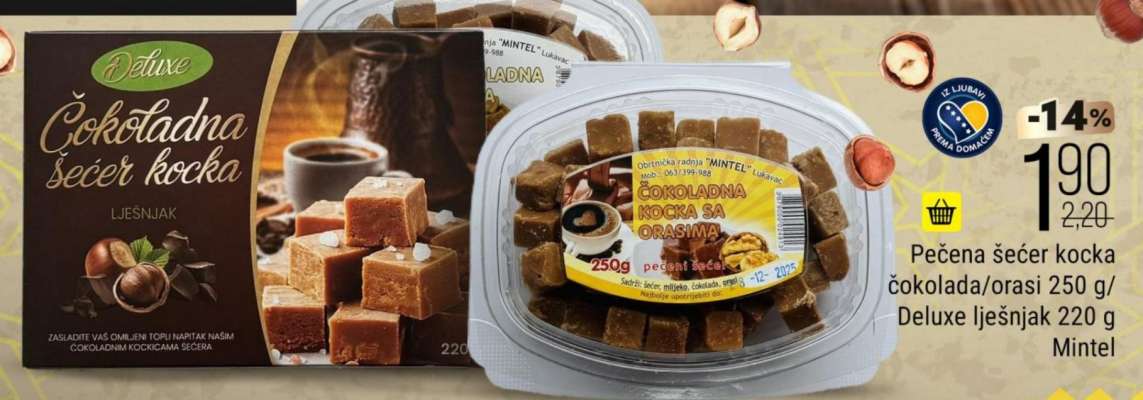 Pečena šećer kocka čokolada/orasi 250 g/Deluxe lješnjak 220 g