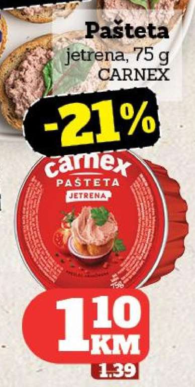 Pašteta jetrena, 75 g CARNEX