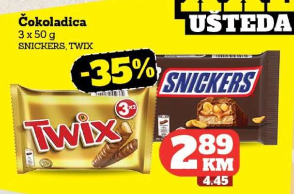 Čokoladica SNICKERS, TWIX