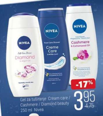 Gel za tuširanje Cream care / Cashmere / Diamond beauty