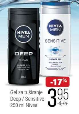 Gel za tuširanje Deep / Sensitive 250 ml Nivea
