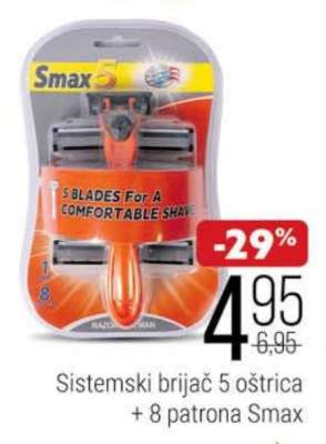 Sistemski brijač 5 oštrica + 8 patrona Smax