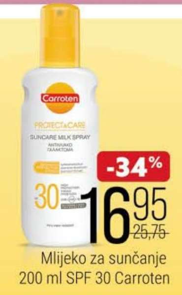 Mliječno za sunčanje 200 ml SPF 30 Carroten
