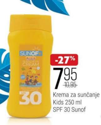 Krema za sunčanje Kids 250 ml SPF 30 Sunof