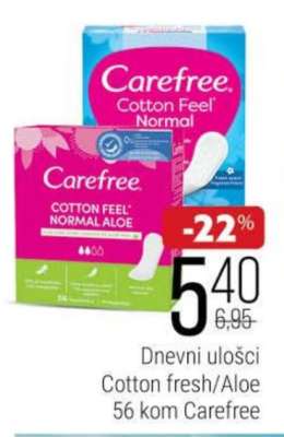 Dnevni ulošci Cotton fresh/Aloe 56 kom Carefree