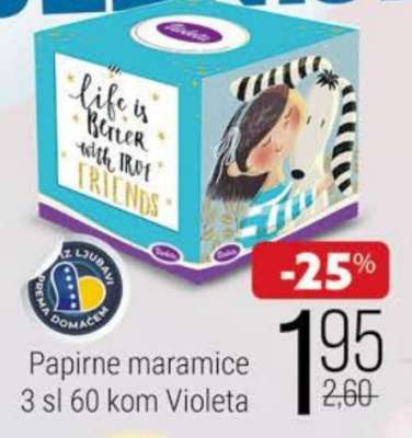 Papirne maramice 3 sl 60 kom Violeta