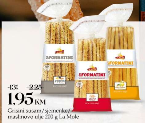 Grisini susam/sjemenke/maslinovo ulje 200 g La Mole