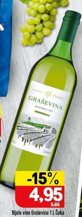 Bijelo vino Graševina 1 L Čoka