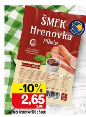 Pileće hrenovke 500 g Šmek