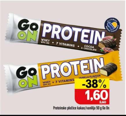Proteinske pločice kakao/vanilija 50 g Go on