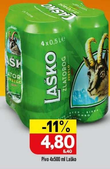 Pivo 4x500 ml, Laško