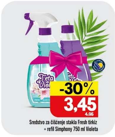 Sredstvo za čišćenje stakla Fresh tirkiz + refil Simphony