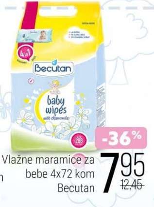 Becutan Vlažne maramice za bebe 4x72 kom