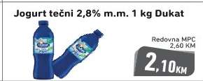 Jogurt tečni 2,8% m.m. 1 kg Dukat