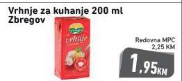 Vrhnje za kuhanje 200 ml Zbregov