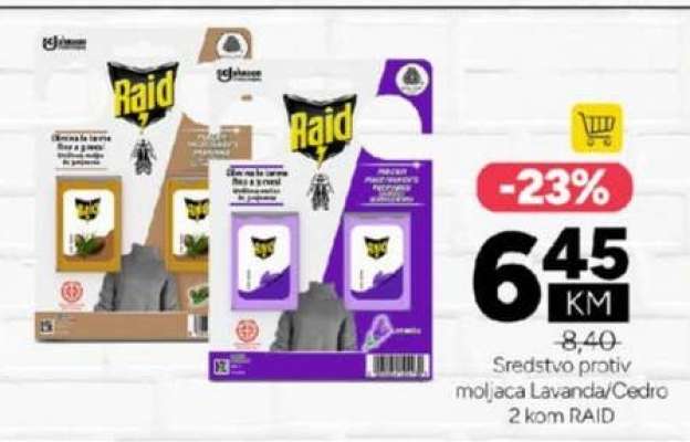 Sredstvo protiv moljaca Lavanda/Cedro 2 kom RAID