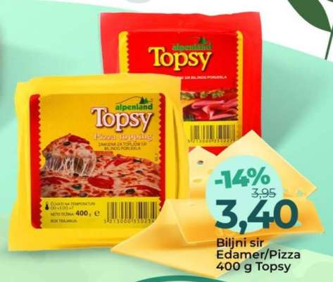 Biljni sir Edamer/Pizza 400 g Topsy