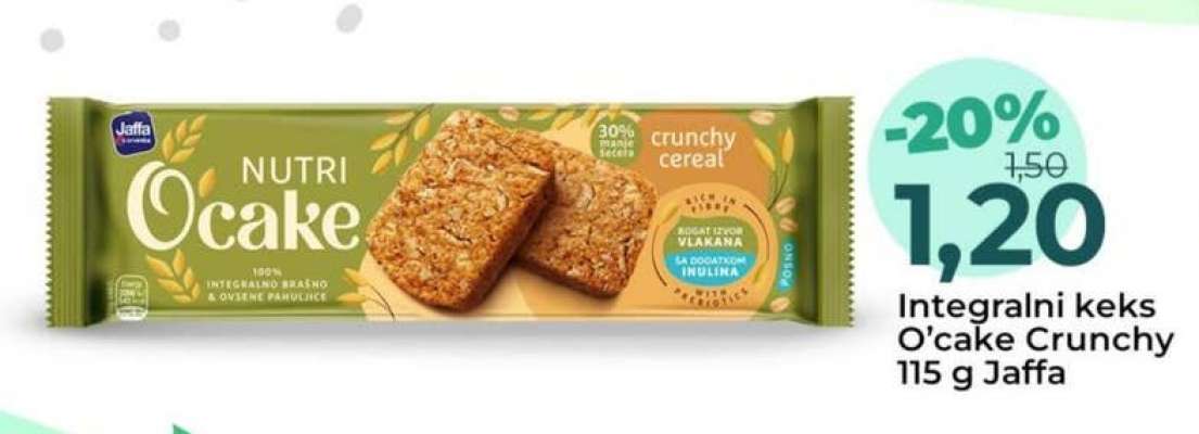Integralni keks O'cake Crunchy