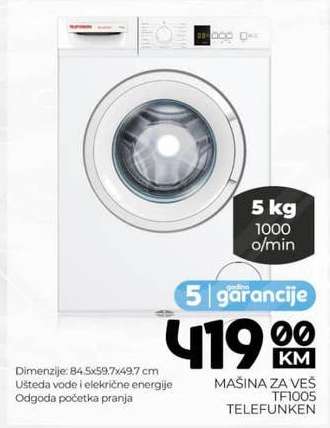 MAŠINA ZA VEŠ TF1005 TELEFUNKEN