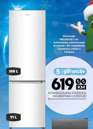 KOMBINOVANI FRIŽIDER RK4182PW4 GORENJE