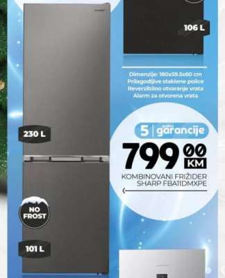 Kombinovani frižider SHARP FBA81DMXPE