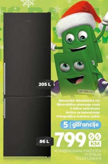 KOMBINOVANI FRIŽIDER TF379MB TELEFUNKEN