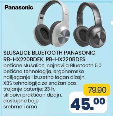 SLUŠALICE BLUETOOTH PANASONIC RB-HX220BDEK, RB-HX220BDES