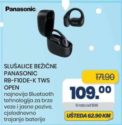 SLUŠALICE BEŽIČNE PANASONIC RB-F10DE-K TWS OPEN
