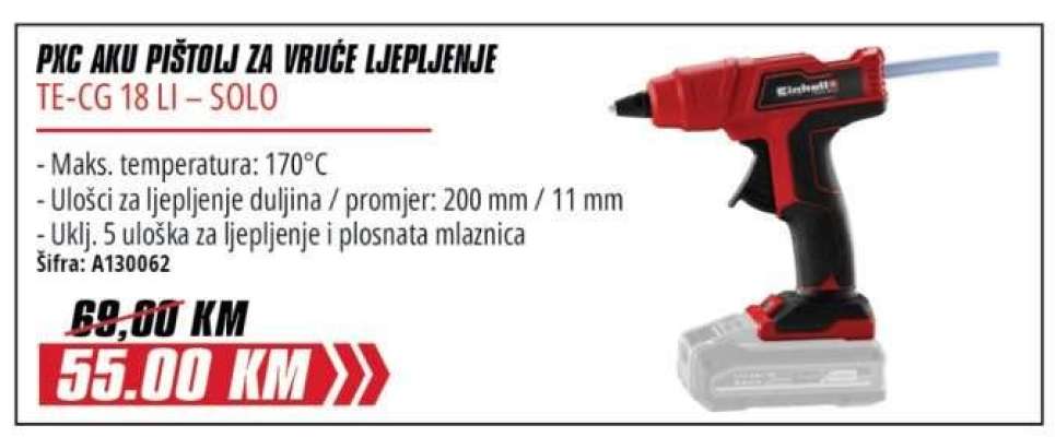 PXC AKU PIŠTOLJ ZA VRUĆE LJEPJENJE TE-CG 18 LI – SOLO