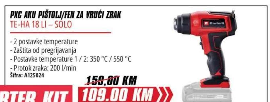 PXC AKU PIŠTOLJ/FEN ZA VRUĆI ZRAK TE-HA 18 LI – SOLO